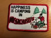 Vintage "Happiness is Camping in Massachusetts" Patch~ Travel Souvenir ~ NEW
