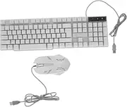 DOITOOL Wired USB Backlit Keyboard and Mouse Creative Rainbow LED Gaming Accessories for Computer and Laptop Use Ergonomic Design for Comfortable Daily Operations White