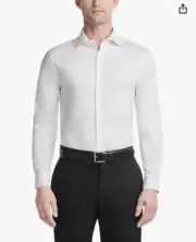 Van Heusen Stain Shield White Dress Shirt Size M 32/33 Neck 15-15 1/2