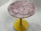 Round Rose Quartz Stone Coffee Table Kitchen Slab Crystal Healing Stone Home Top