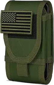 IronSeals Double Capacity Phone Holster, Tactical Molle Belt Pouch with Flag Patch for iPhone 16 Pro Max/16Pro/15ProMax/14 Pro Max/13 Pro Max/12ProMax/11ProMax, Samsung S24, Size Large Extra Stiffness