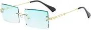 [HCHES] Rimless Rectangle Sunglasses Women Men Shades Designer Gradient UV400 Sun Glasses Retro Frameless Sunglasses