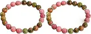[zhuBAOHE] Natural rhodonite Unakite beads bracelet Gemstone Chakra Beaded Bracele Men Women Stretch bracelets
