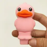 3.1" Mini Cute Pink Duck Hand Pipe Silicone Smoking Pipes Portable + Glass Bowl