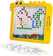 Magnetic Drawing Board, Montessori Toys Magnetic Dot Board Games, Magnetic Beads Doodle Pad Educational Preschool Toy, Magnetic Pen Early Learning for Kids Toddler（Yellow）
