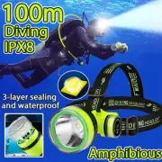 Super Bright 100m Diving Headlight Flashlight Rechargeabl Led High Power Torch