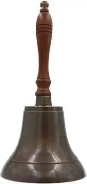 11" Solid Brass Hand Bell School Bell with Wood Handle Call Service Bell