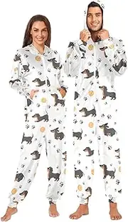 [Joisal] Cute Animals Pink Pajama Onesie for Women Warm Onesies for Christmas Small