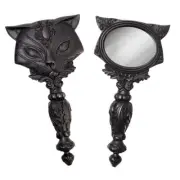 Black: Alchemy Gothic Vault Sacred Cat Witch Familiar Feline Hand Vanity Mirror