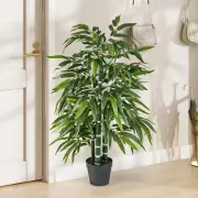 Costway2 Pack Tall Fake Bamboo Artificial Potted Tree with 3 PE Trunk-Green-Green-2 Pieces