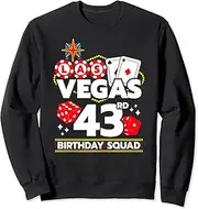 [X.Style] Vegas Birthday - Vegas 43rd Birthday - Vegas Birthday Squad Sweatshirt ds1857 Sweater (S) Black