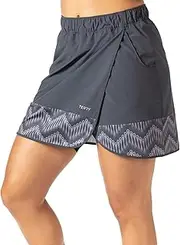 [TERRY] Rover Womens Bike Skort, Elastic Waist Wrap Skirt with Pockets & Unattached Padded Cycling Liner Short