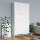 White Steel Wardrobe Cupboard Storage Cabinet Bedroom Closet Kitchen Pantry