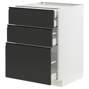METOD / MAXIMERA base cb 3 frnts/2 low/1 md/1 hi drw, white/Upplöv matt anthracite, 60x60x80 cm