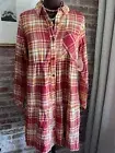 New! Harlow & Rose Long Sleeve Plaid 100% Cotton Button Shirt Dress Medium