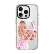 iPhone 16 Pro Clear Case MagSafe Compatible Lady with flowers (blonde)