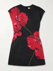 [Rebecca Vallance] Rebecca Vallance - Chaya Floral-print Duchesse-satin Mini Dress - Black - UK 8 UK 8 Black