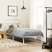 Bed Furniture Metal Bed Frame Without Mattress with Headboard White 90x190 cm