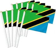 10 PCS Tanzania Handheld Small Flag, Tanzanians Hand held Mini Decor Decoration Banner