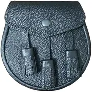 [BBI LTD] BBI Grained Leather Scottish Sporran with 3 Tassels for Kilt, Black, One Size, Grain Leather 3 Tessels