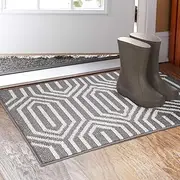 Indoor Doormat 20"x 32", Absorbent Front Back Door Mat Floor Mats, Rubber Backing Non Slip Door Mats Inside Mud Dirt Trapper Entrance Door Rug Carpet, Machine Washable Low Profile-Grey Time Cloister