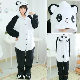 成人卡通熊貓龍貓皮卡丘小豬連體衣女式男式法蘭絨睡衣 Kigurumi 中性動物睡衣角色扮演服裝