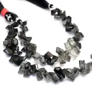 AAA+ Rutilated Quartz Gemstone Faceted Step Cut Nugget Tumble Beads 7inch Strand