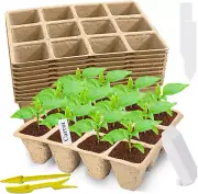 120 Cells Seed Starter Tray, 10 Packs Biodegradable Peat Pots for Seedlings, Org