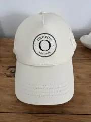 Oroton Cap Hat 100% Cotton Natural White Cream Black BNWOT