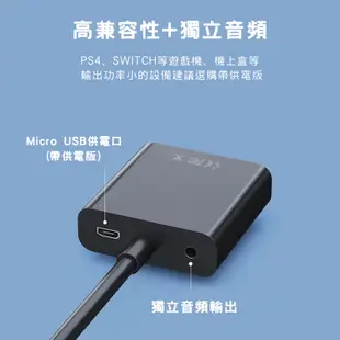 HDMI轉VGA轉換器 電腦顯示卡可轉接帶音頻高清線接口電腦電視投影儀視頻轉接頭 PS4轉螢幕