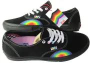 Vans Men's Skate Authentic Pride Black Rainbow Suede Canvas shoes Size 13 NIB