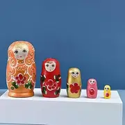 Matryoshka Crafts Matryoshka 5-Piece Matryoshka Souvenir Wooden Nesting Doll Halloween Wish Gift Birthday Home Furnishing Room Decoration Handmade Wooden Doll (Color : A)