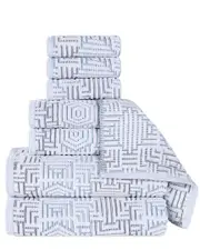 Superior Jasper Cotton Modern Geometric Jacquard Plush 8pc Towel Set