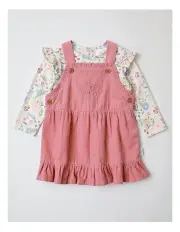 [Sprout] Cord Pinafore with Printed Tee in Blush