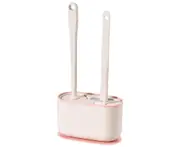 1 Set Practical Toilet Cleaner Durable Punch-Free Plastic Toilet Brush Holder Kit for Home-Sakura Pink