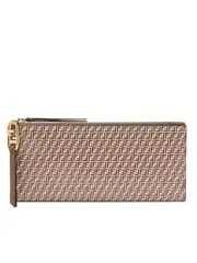Fendi O' Lock Bi-Fold Wallet in Beige Leather
