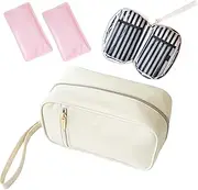 Breast Milk Cooler Travel Bag - Stylish Polyester Breastmilk Storage Bag Holds 6-8 Bags - Waterproof & Portable Breastmilk Cooler Bag w/ Included Ice Packs - Baby Essentials for Moms On-the-Go, Nude,