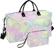 Colored Pearl Scallops Large Bag Carry On Tote Bag Sports Tote Gym Bag with Adjustable Strap for Hiking Waterproof, Colored pearl scallops, 1 size