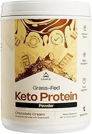 Grass-fed Keto Protein Powder: Collagen Peptides | Pure C8 MCT Oil | Irish Butter | Whey Protein Isolate | Best Ketogenic Protein Shake Supplement | by LevelUp® (Chocolate Cream)