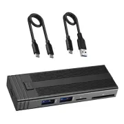 New 10Gbps M.2 NVME SATA SSD Adapter Case USB 3.2 Gen2 Hub M-Key B+M Key
