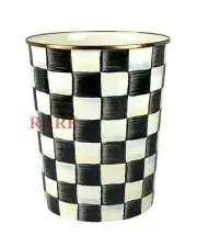 MacKenzie-Childs Courtly Check Enamel Waste Bin Trash Can 9.5" Tall New No Box