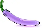 5Types Vegetable and Fruit Shape Crystal Dildo Glass Butt Plug Cute Novelty Adult Sex Toys (Purple-Eggplant)