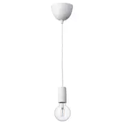 SUNNEBY / LUNNOM pendant lamp with light bulb, white/globe clear