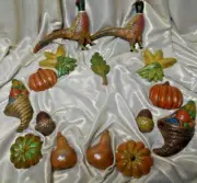 Lot Bag Hand Painted Ceramic Fruit Veggies Pheasant Other Home Decor Arts Crafts