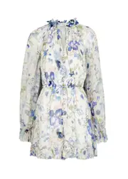 Zimmermann Natura Floral-print Georgette Playsuit - Blue 0 (UK 8 / S)
