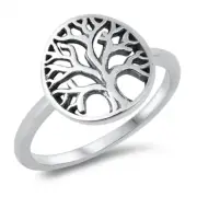 Tree of Life Modern Promise Ring New .925 Solid Sterling Silver Band Sizes 4-10