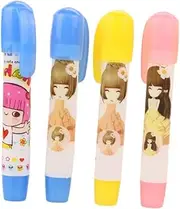 HONMEET Cute Stationery Set 4pcs Hand Press Eraser Eraser Pencil Safe for Children Easy to Erase