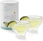 Outset Stemless Margarita Glasses Double Wall, Borosilicate Glassware, Set of 2