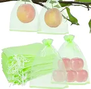 150pcs Fruit Protection Bags, Green Fruit Netting Bags with Drawstring, Garden Fruit Cover Mesh Bag for Plant Fruit Flower and Vegetables (8 * 12 inch)