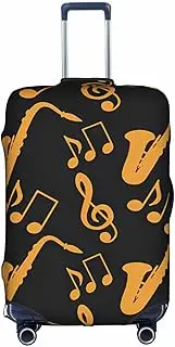 [CADREWY] Musical Notes Treble Print Decorative Washable Luggage Cover Personalized Anti Scratch Suitcase Protector, White, Large